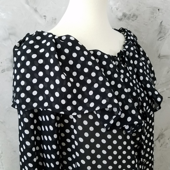 MAGGIE Vintage 80s Black & White Polka Dot Blouse - Picture 6 of 8